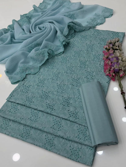 Shiffle Chikankari Jaal Lawn 3PC Dress