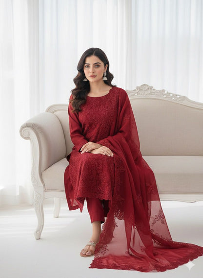Shiffle Chikankari Jaal Lawn 3PC Dress