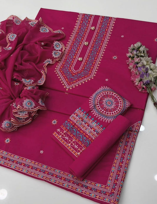 Most Beautiful Demanded Embroidered Lawn 3PC Dress