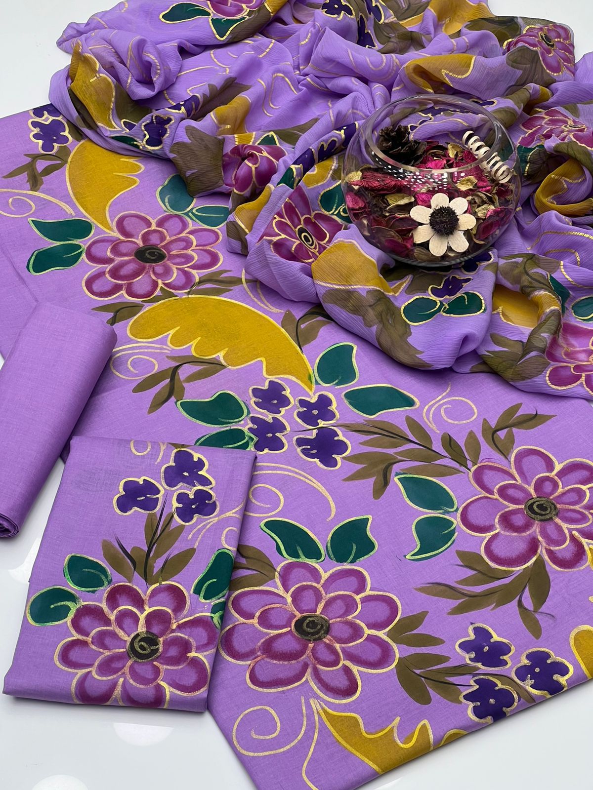 Gul Ahmed Premium Lawn Handmade Oil Paint 3PC Dress