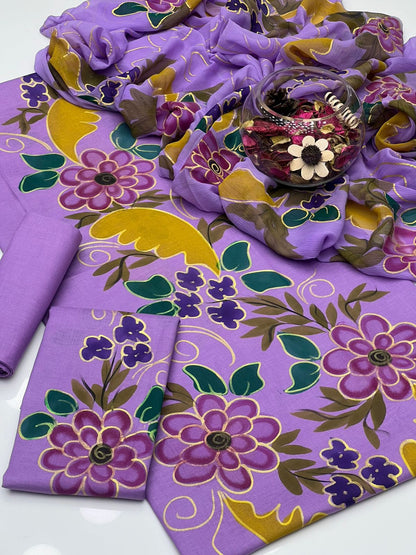 Gul Ahmed Premium Lawn Handmade Oil Paint 3PC Dress
